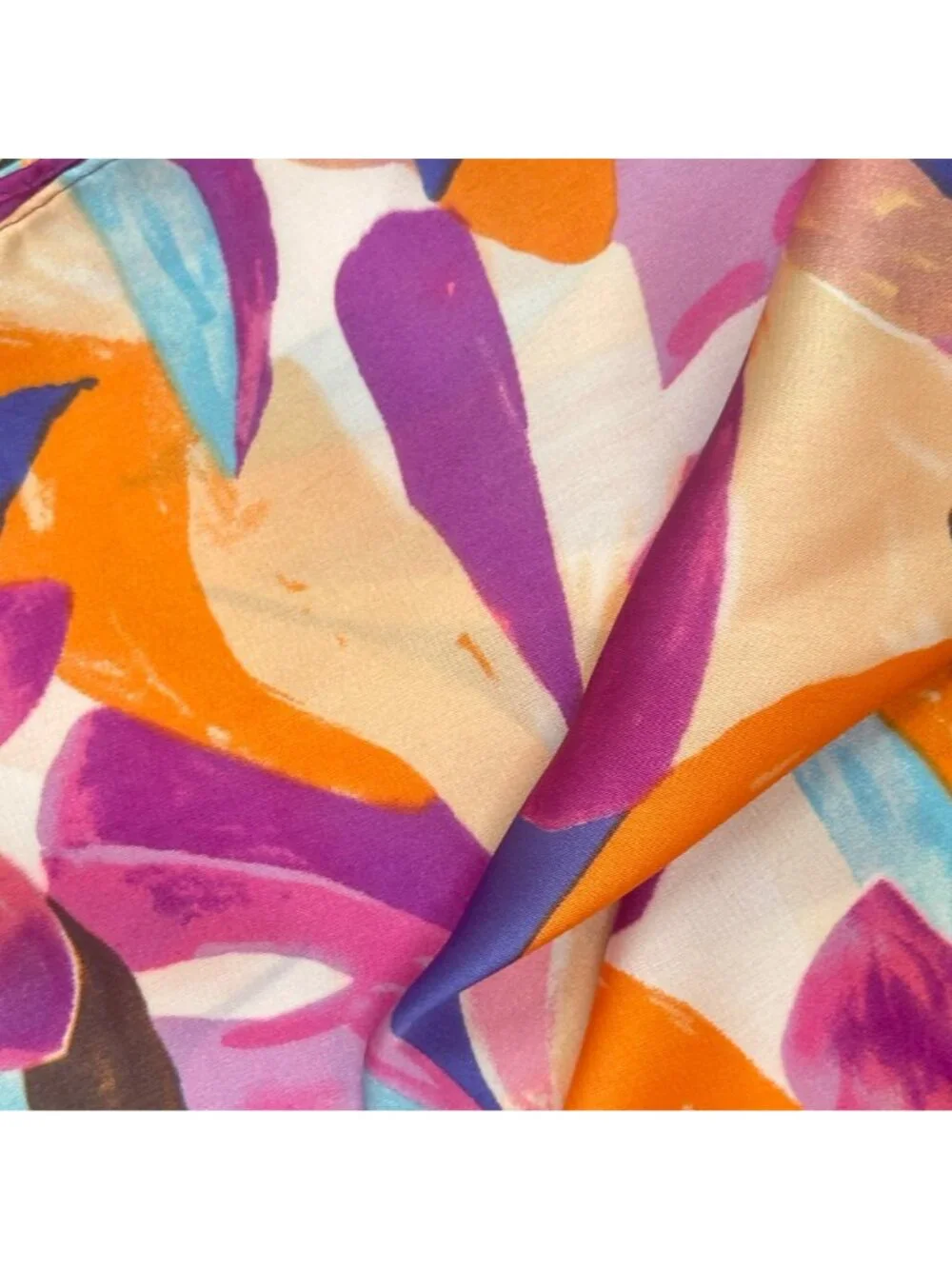 ✨Luxury Chic Silky Square Scarf Purple White Iris Flower Print Head Bandana New✨